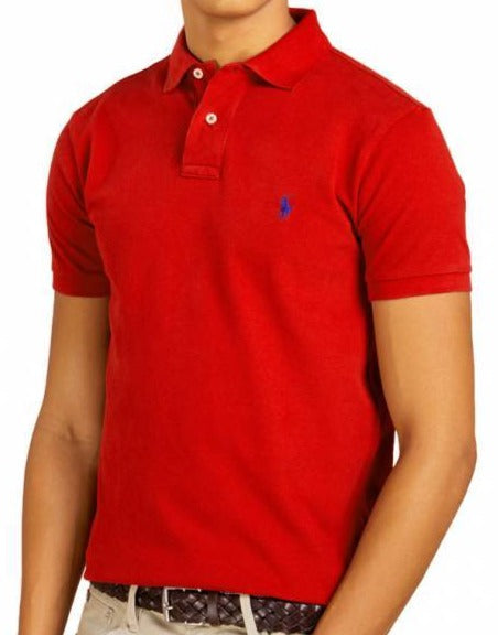Camisa Gola Polo Ralph Lauren Masculina Custom Fit - Vermelha