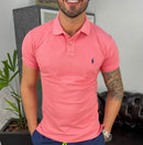 Camisa Gola Polo Ralph Lauren Masculina Custom Fit - Rosa Goiaba