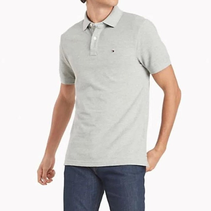 Camisa Gola Polo Tommy Hilfiger Masculina Coupe Sur Ivy - Cinza Claro