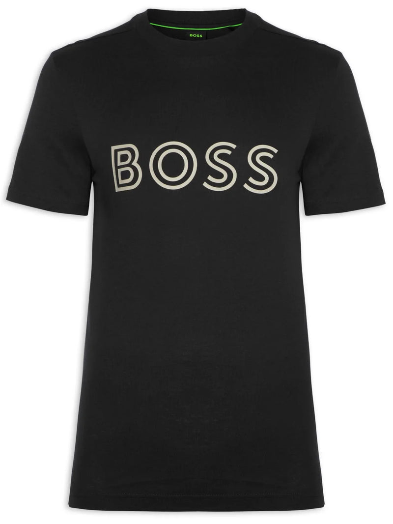 Camiseta Hugo Boss Regular Fit Logo Preto Brilhante