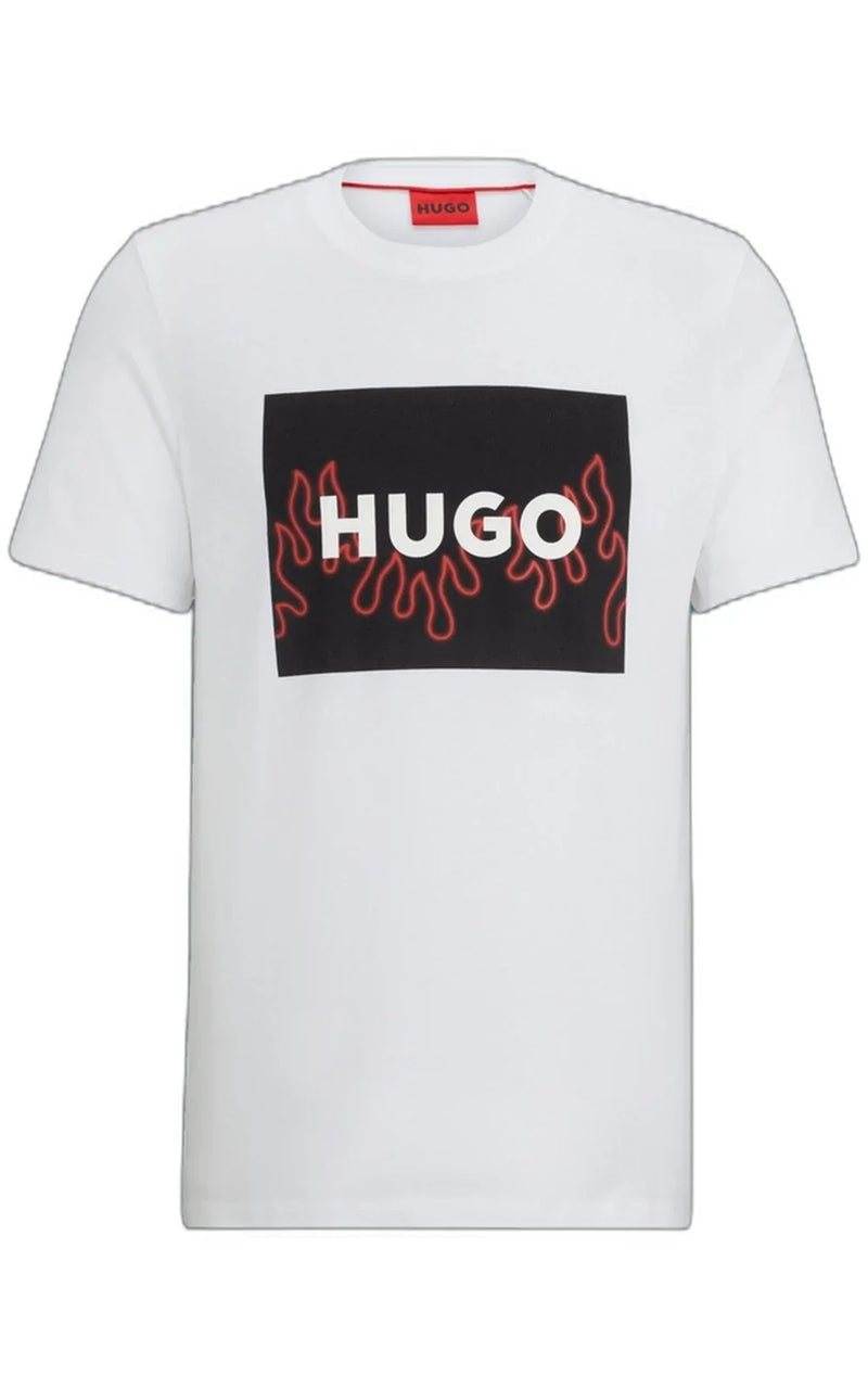 Camiseta Hugo Boss Regular Fit Logo Branca Preto